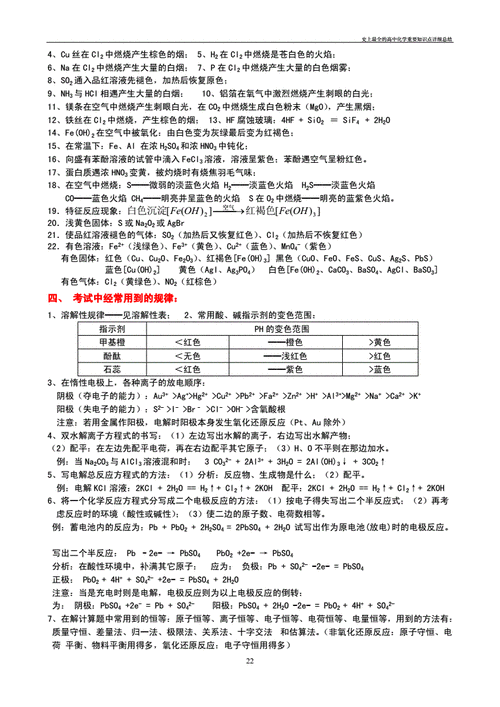 高中化学有哪些知识点